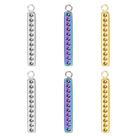 Colgante de Barra Rectangular de Acero Inoxidable Minimalista para Joyería DIY Chapado en Oro 18k Color Arcoíris Accesorios