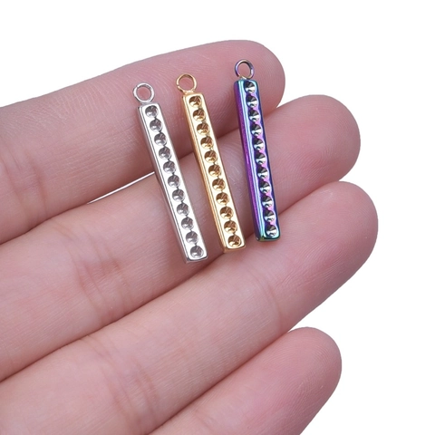 Colgante de Barra Rectangular de Acero Inoxidable Minimalista para Joyería DIY Chapado en Oro 18k Color Arcoíris Accesorios