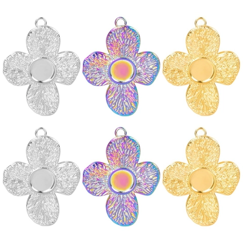 Colgante de Flor de Acero Inoxidable Estilo Occidental para Collar DIY Chapado en Oro de 18K al Vacío Dijes Florales para Mujer