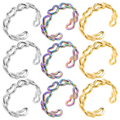 Vintage Roestvrijstalen Holle Hart Ring Minimalistische Verstelbare Open Ringen Voor Dames Heren Sieraden Goud Zilver Kleur