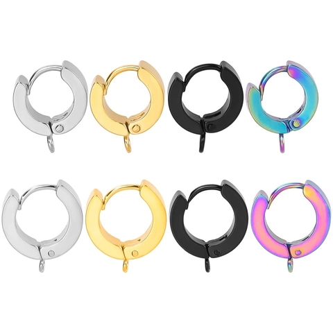 Pendientes de Aro Huggie de Acero Inoxidable Con Bucle Colgante Redondos Minimalistas Para DIY Joyería Mujer Hombre