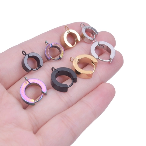 Pendientes de Aro Huggie de Acero Inoxidable Con Bucle Colgante Redondos Minimalistas Para DIY Joyería Mujer Hombre