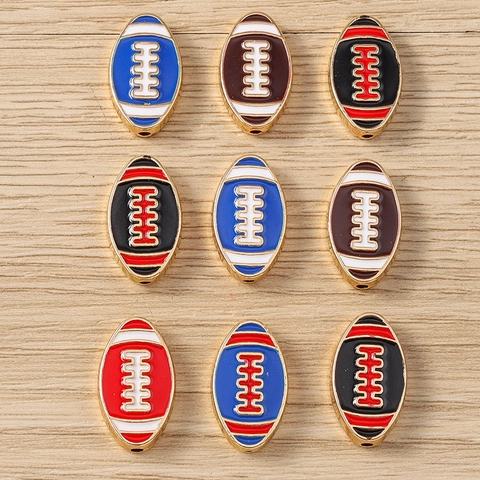 Alloy Enamel Rugby Football Charms Pendants For DIY Jewelry Making Bracelet Necklace Sports Theme Accessories Decorative Pendants