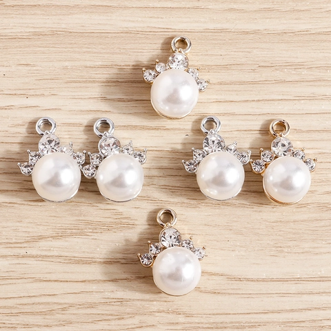 Ciondoli in Perla Artificial a Corona di Lusso con Strass in Lega per Creazione di Gioielli Fai da Te Collana Solo Ciondolo