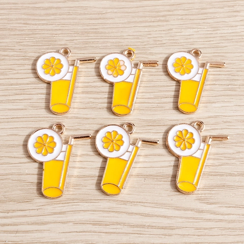 Simulación Taza de Té con Leche y Limón Aleación Esmalte Dijes Para Fabricación de Joyas DIY Pulsera Collar Colgantes Accesorio Bebida de Verano Tema Dijes