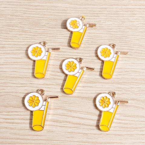 Simulación Taza de Té con Leche y Limón Aleación Esmalte Dijes Para Fabricación de Joyas DIY Pulsera Collar Colgantes Accesorio Bebida de Verano Tema Dijes