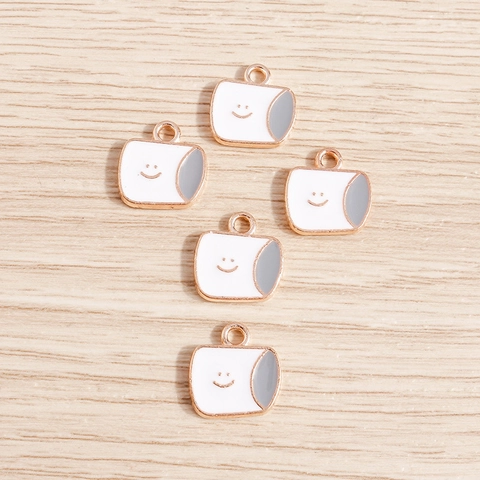 Alloy Drip Oil Smile Face Water Cup Pendants For DIY Jewelry Making Creative Enamel Smiling Charm Accessories For Necklace Bracelet