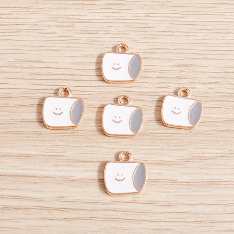 Alloy Drip Oil Smile Face Water Cup Pendants For DIY Jewelry Making Creative Enamel Smiling Charm Accessories For Necklace Bracelet