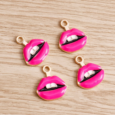 DIY Legering Emaille Sexy Rode Lippen Hangers Mode Lippen Charms Voor Kettingen Oorbellen Sieraden Maken Accessoires