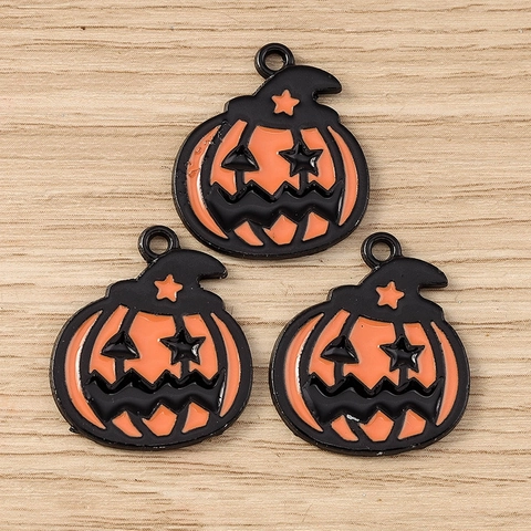 Halloween Pumpkin Witch Hat Enamel Alloy Pendants For DIY Bracelet Necklace Keychain Jewelry Making Accessories For Women Kids