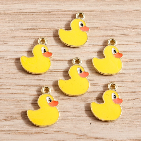 Cartoon Duck Alloy Enamel Charms For DIY Jewelry Making Cute Animal Pendants For Bracelets Necklaces Handicraft Accessories