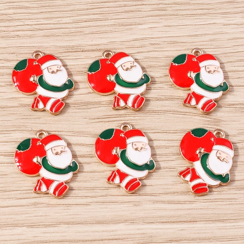 Colgantes de Aleación Esmaltada Navidad Papá Noel Muñeco de Nieve Dijes Para Fabricación de Joyas DIY Decoración de Navidad