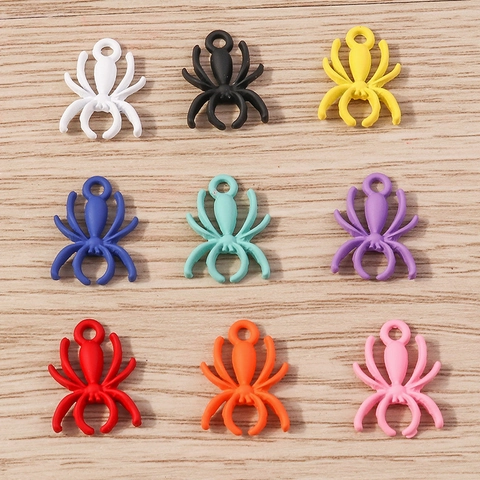 Colorful Alloy Spider Pendants Baking Varnish Insect Charms For DIY Necklace Bracelet Halloween Jewelry Making Accessories
