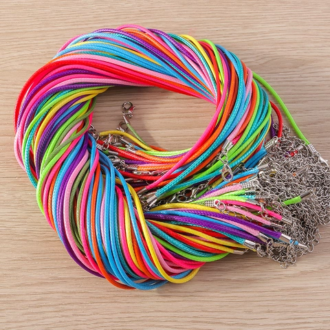 Cordones de Collar de Cordón Encerado Multicolor Con Cierre de Langosta Cadena de Extensión DIY Fabricación de Joyas Cuerda de Colgante Hecha a Mano