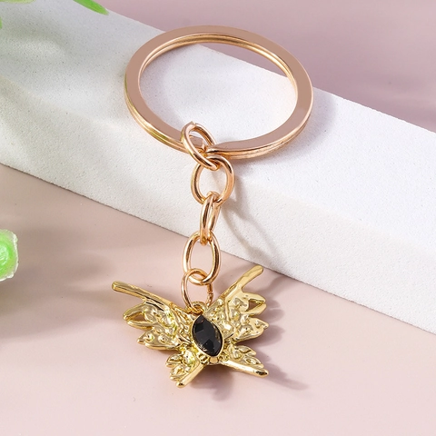 Portachiavi A Farfalla In Lega Placcato Oro Stile Barocco Con Strass Neri Ciondolo Per Borsa Traforato Da Donna Accessorio Gioielli
