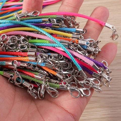 Cordones de Collar de Cordón Encerado Multicolor Con Cierre de Langosta Cadena de Extensión DIY Fabricación de Joyas Cuerda de Colgante Hecha a Mano