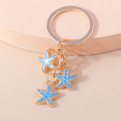 Oceaanstijl Zinklegering Zeester Emaille Sleutelhanger Eenvoudige Mode Dier Tas Hanger Voor Dames Handtas Accessoires Creatief Cadeau