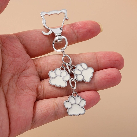 Schattige Cartoon Kattenpoot Sleutelhanger Zinklegering Emaille Voetafdruk Tas Hanger Voor Vrouwen Studenten Dagelijks Decoratie Geschenk