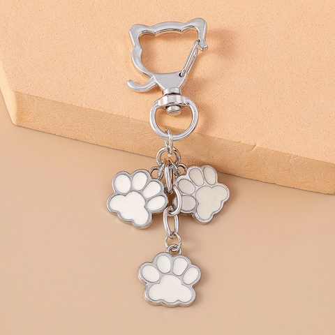 Schattige Cartoon Kattenpoot Sleutelhanger Zinklegering Emaille Voetafdruk Tas Hanger Voor Vrouwen Studenten Dagelijks Decoratie Geschenk
