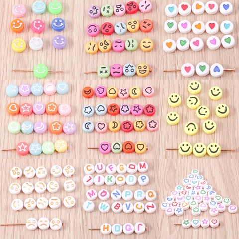Perline Smiley in Acrilico Cuore Stella Luna Lettere Perline Sfuse per Creazione Gioielli Fai da Te Accessori Artigianali
