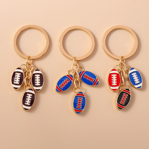 Sportlicher American Football Schlüsselanhänger Gold Zinklegierung Rugby Ball Schlüsselring Taschenanhänger Personalisiertes Modeaccessoire Für Sportfans