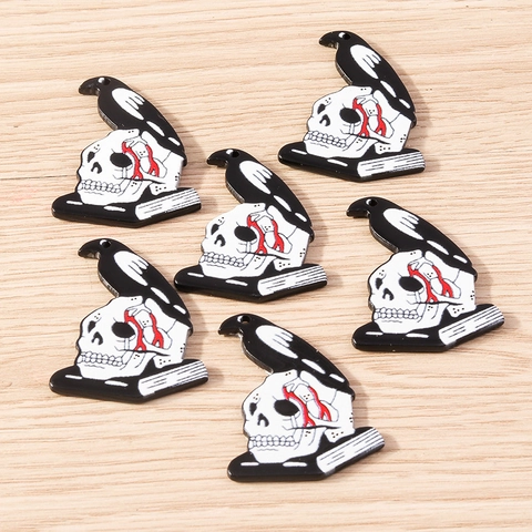 Gothic Halloween Harz Charms Anhänger Fledermaus Skelett Krähe Hand Skelett Buch DIY Schmuckherstellung Party Deko Zubehör