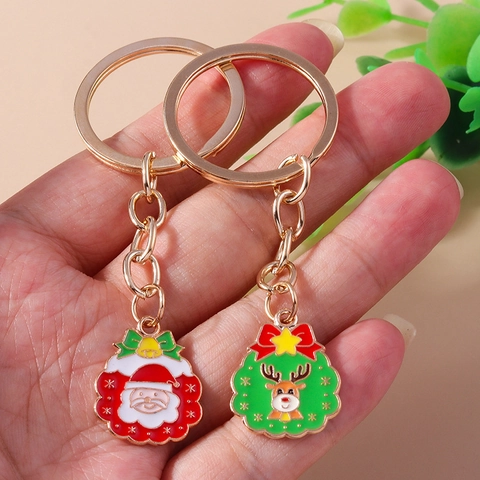 Portachiavi Natalizio in Smalto a Fumetti Babbo Natale Renna in Lega di Zinco Portachiavi in Metallo Ciondolo per Borsa Regalo