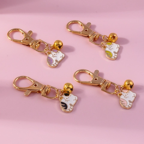 Colgante de Gato con Cascabel Aleación Esmalte Placa Identificativa Mascotas Llavero con Cierre de Langosta Dorado para Perros Gatos