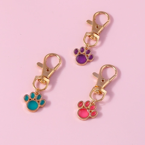 Schattige Kattenpoot Emaille Huisdier Hanger Vergulde Legering Hond Claw Charm DIY Sleutelhanger Sieraden Accessoire