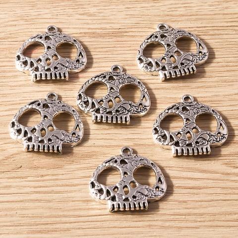 Halloween Pendentifs en Alliage DIY Accessoires de Bijoux Rétro Argent Antique Citrouille Crâne Toile d'Araignée Collier Charms pour Fête Artisanat