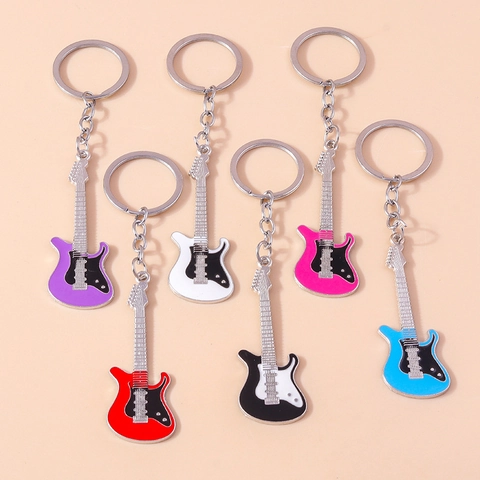 Kreativer E-Gitarre Schlüsselanhänger Zinklegierung Emaille Musikinstrument Anhänger Rucksack Ornament Musikliebhaber Geschenk