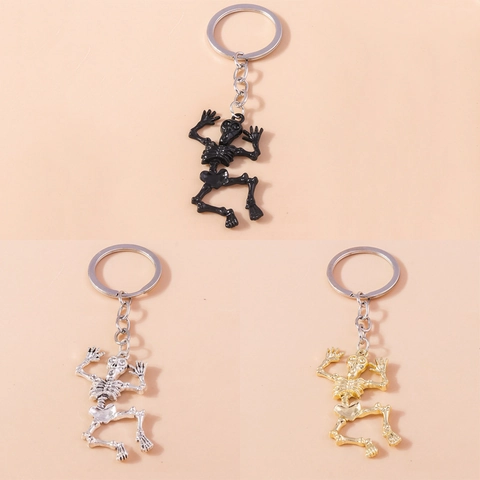Fashion Halloween Skeleton Skull Keychain Alloy Moving Human Body Frame Keychain For Backpack Handbag Pendant Jewelry