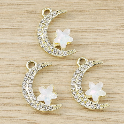 Creativi Ciondoli Stella Luna in Lega di Zinco con Strass per Fai da Te Collane Braccialetti Accessori per Gioielli