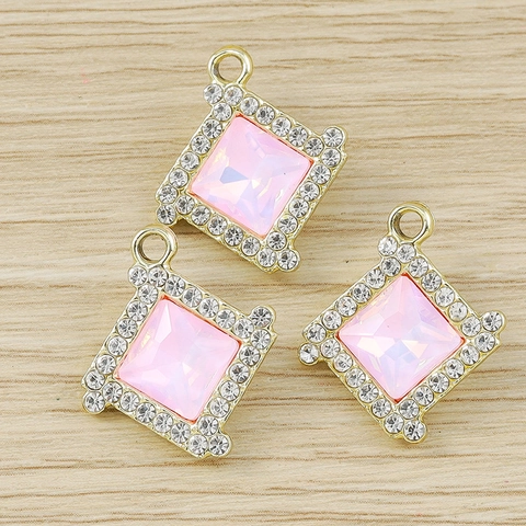 Geometrisch Vierkant Strass Edelsteen Hanger DIY Sieraden Accessoire Zinklegering Ingelegde Legering Hangers Voor Ketting Armband