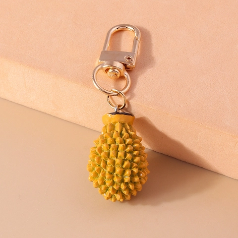 Portachiavi Simulazione Frutto Durian Ciondolo Creativo in Resina con Chiusura a Moschettone in Lega Dorata Decorazione Zaino