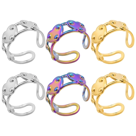 Anello Aperto Regolabile in Acciaio Inossidabile 304 con Cuore Svuotato Minimalista Geometrico Punk Acciaio al Titanio Gioielli per Uomo Donna