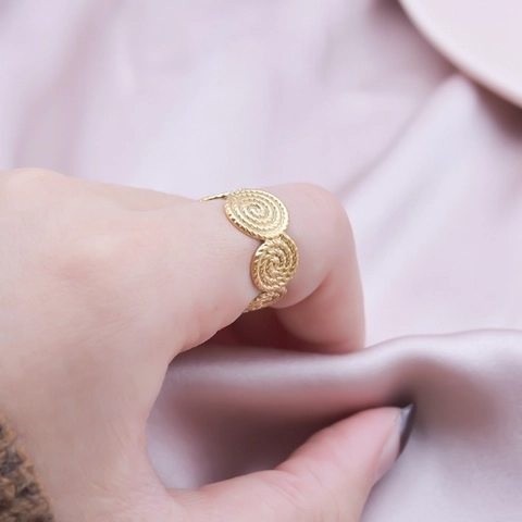 Minimalist Stainless Steel Open Ring For Women Men Geometric Spiral Rope Texture Adjustable Vintage Fashion Jewelry Finger Ring