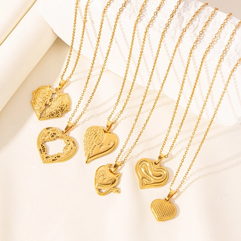 Collana con Pendente a Cuore in Acciaio Inossidabile per Donna Ali di Angelo Vintage Cuore di Diavolo Gioielli Oro Argento