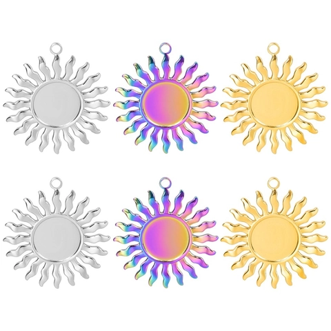 Colgante de Sol de Acero Inoxidable Accesorios DIY para Hacer Joyas Collar Pulsera Tótem Chapado en Oro Plata Suministros