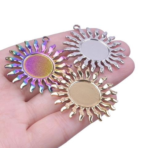 Colgante de Sol de Acero Inoxidable Accesorios DIY para Hacer Joyas Collar Pulsera Tótem Chapado en Oro Plata Suministros