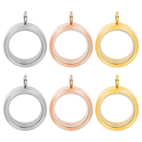 304 Stainless Steel Round Floating Locket Pendant Glass Memory Picture Frame Screw Open DIY Jewelry For Women Gifts