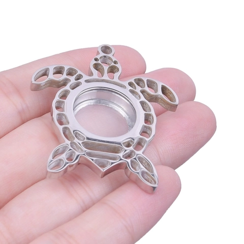 Pendentif Médaillon Tortue de Mer en Acier Inoxydable 304 Verre Floating Charm Médaillon Photo Bijoux Mémorial Femmes Hommes