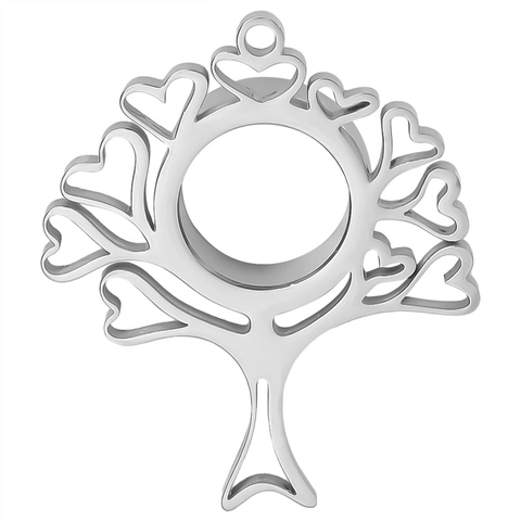 Pendentif Locket Flottant Arbre de Vie en Acier Inoxydable 304 Avec Centre en Verre Design Cœur DIY Pendentif Uniquement Sans Chaîne