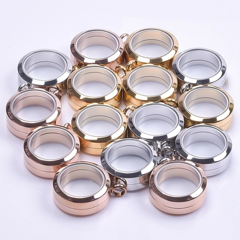 304 Stainless Steel Round Floating Locket Pendant Glass Memory Picture Frame Screw Open DIY Jewelry For Women Gifts