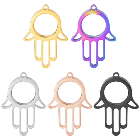 304 Stainless Steel Hamsa Hand Locket Pendant With Glass Openable Screw Locket Photo DIY Memorial Gau Box Jewelry Charms
