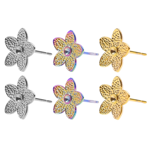 Minimalisti Orecchini a Bottone a Forma di Fiore in Acciaio Inossidabile 304 per Donna Consistenza Metallica Retrò Placcato Oro 18K Sottile Gioielli Floreali Regalo