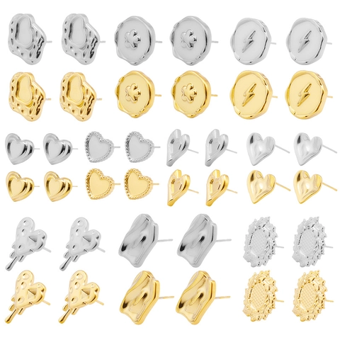Vintage Onregelmatige Hartvormige 304 Roestvrij Stalen Oorknopjes Voor Dames Goud Zilver Geometrische Sieraden