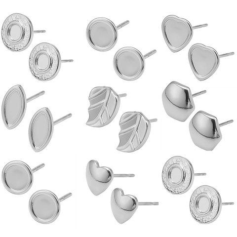 304 Stainless Steel Stud Earrings For Women 18K Gold Silver Rainbow Plated Irregular Heart Leaf Geometric Jewelry Gift