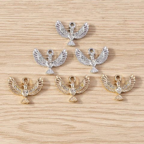 Alloy Animal Eagle Peace Dove Rhinestone Pendants Electroplated Bird Shape Charms For DIY Jewelry Making Necklaces Accessories