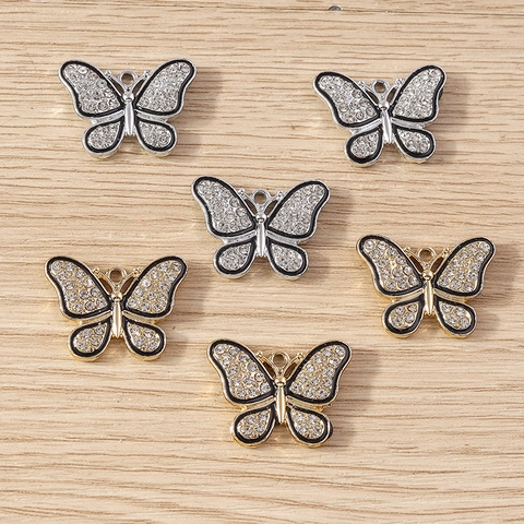 Schmetterling DIY Charms Legierung Strass Emaille Anhänger Für Halskette Armband Ohrring Schmuckherstellung Zubehör Paket